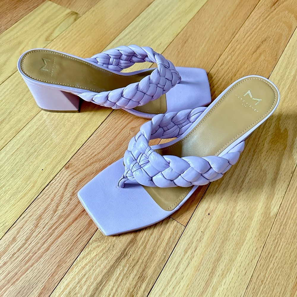 Marc Fisher LTD Lavender Braided Square Toe Block Heel Sandals – Size 9 ✨💜